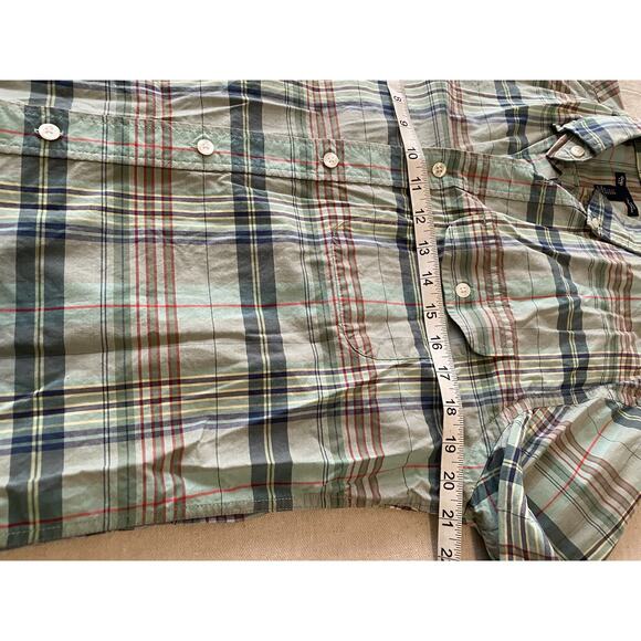 Gap Shirt Mens Size Medium Slim Fit Button Up Collared Green Plaid Casual Shirt - Picture 9 of 13